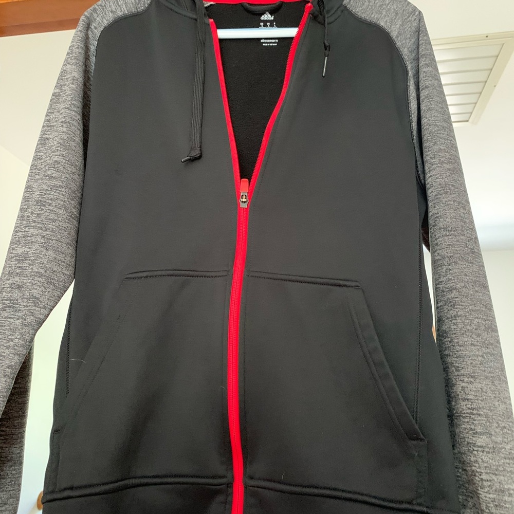 Grey and black Adidas zip up